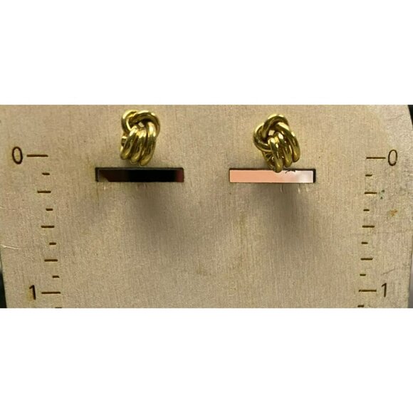 Vintage Knot Stud Pierced Earrings - Gold Tone - Picture 5 of 5